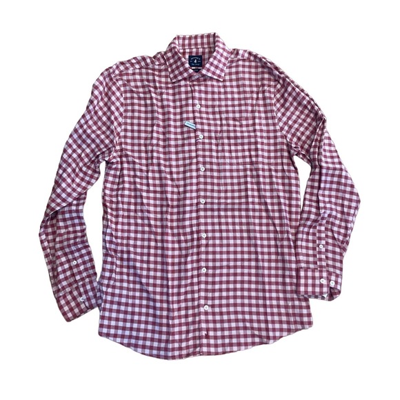 Mens NWT Johnnie-O Red Top‎ Shelf Gingham Checkered Long Sleeve sz L $178 - Picture 1 of 5